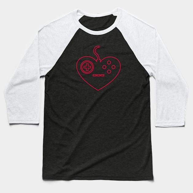 Video Gamer Valentines Day - Controller Heart Baseball T-Shirt by numidiadesign